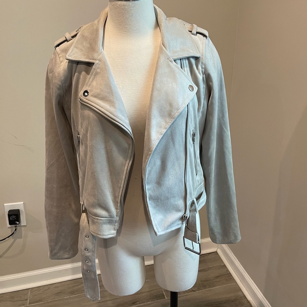 Faux suede biker jacket